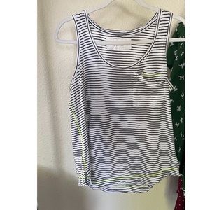 Black and white striped tank with neon stitching